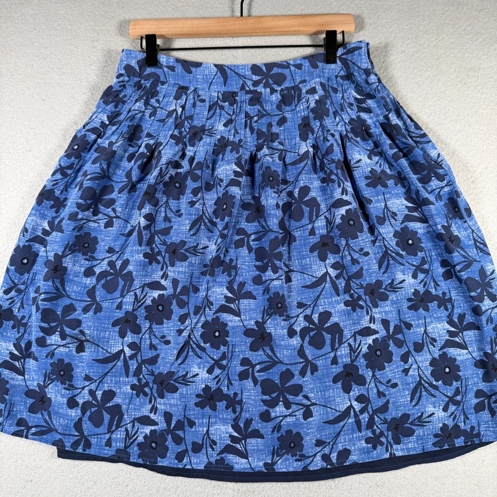 Pendleton Blue Floral 100% Silk Pleated A-Line Skirt Women Size 10 TG653-82388